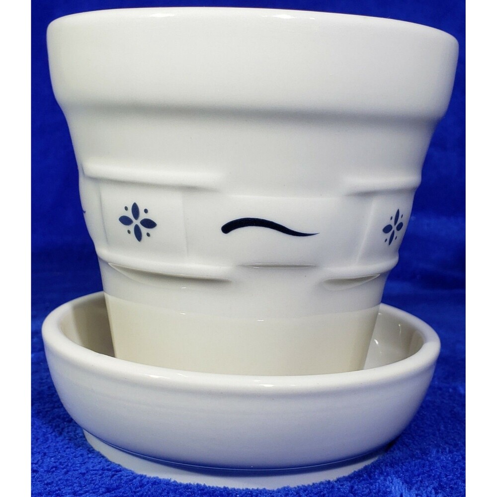 Longaberger 4 in Flower Pot ~ Blue Weave